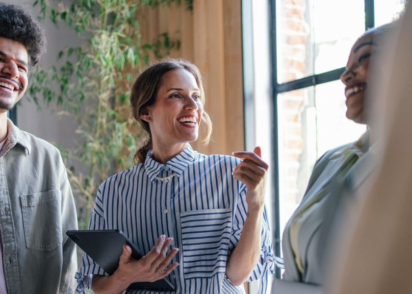 Diverse Team Engaging in Creative Brainstorming in Modern Office