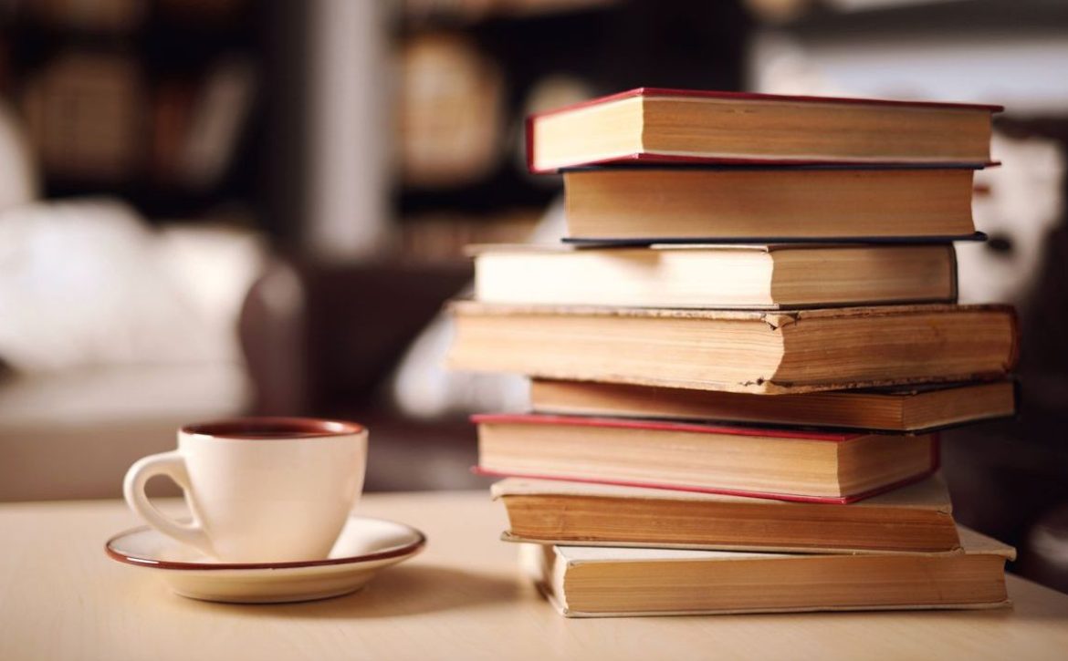 stack of books in home interior